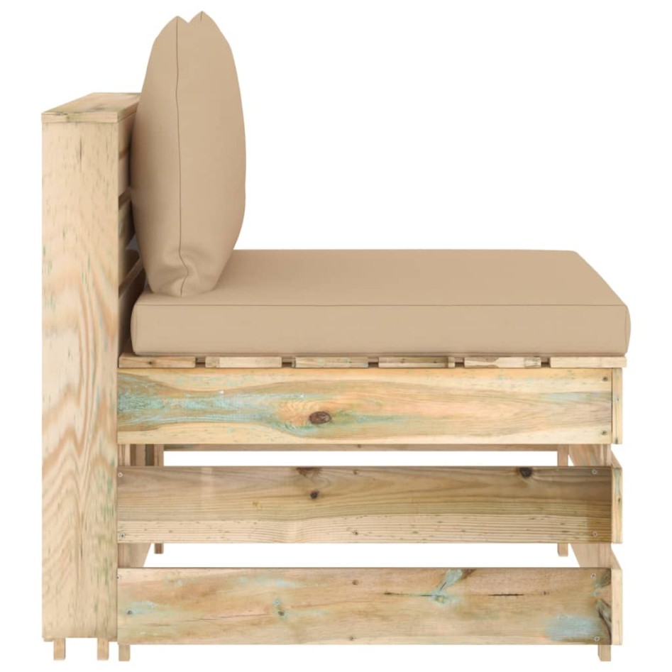 Sofá central seccional con cojines madera impregnada