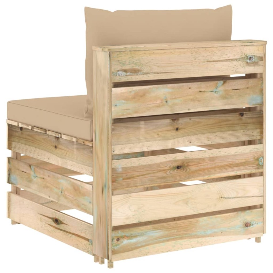 Sofá central seccional con cojines madera impregnada