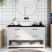 Encimera de baño madera tratada marrón oscuro 140x40x(2-4) cm
