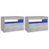 Mesitas de noche LED 2 uds contrachapada hormigón 60x35x40