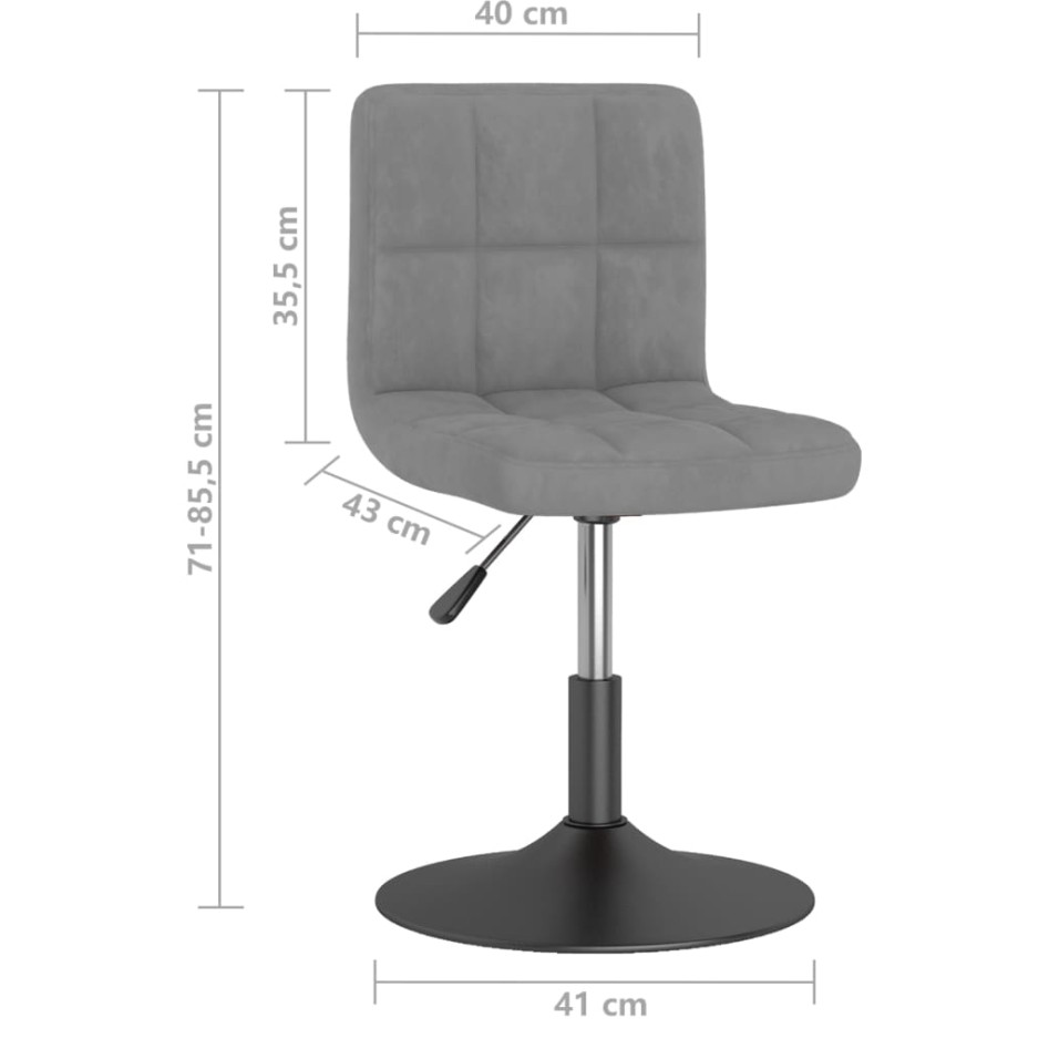 Silla de comedor giratoria de terciopelo gris