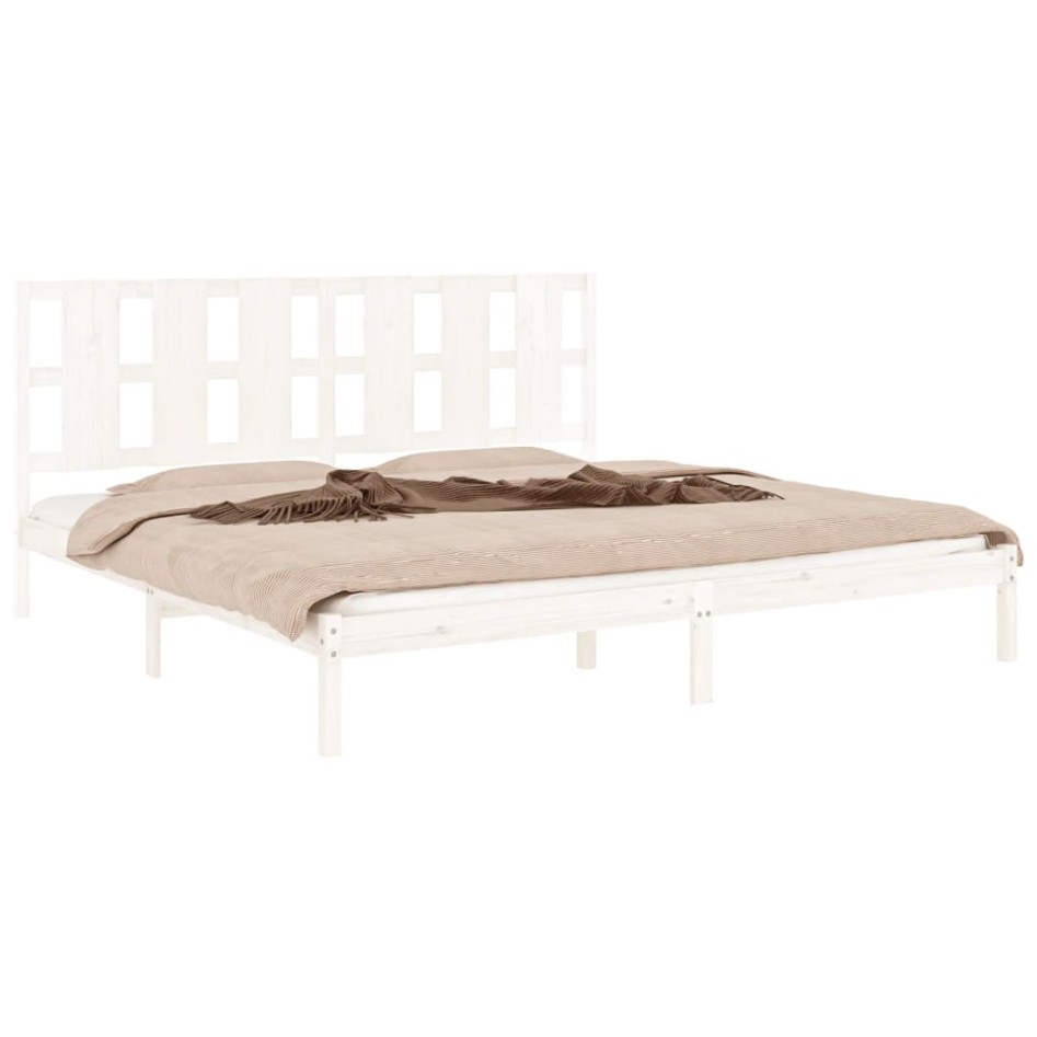 Estructura de cama madera maciza de pino blanco 200x200