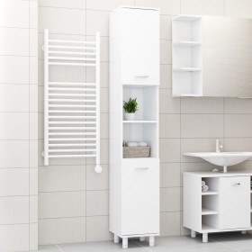 Armario de baño madera contrachapada blanco brillo 30x30x179