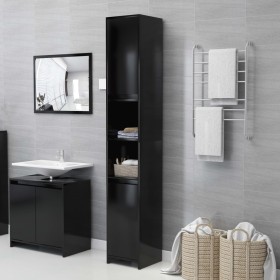 Armario de baño de madera contrachapada negro 30x30x183,5