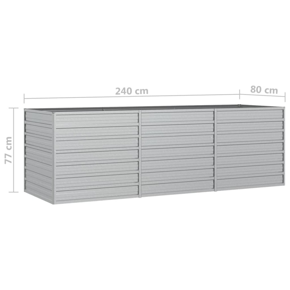 Arriate de acero galvanizado plateado 240x80x77