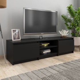 Mueble de TV madera contrachapada negro 140x40x35,5