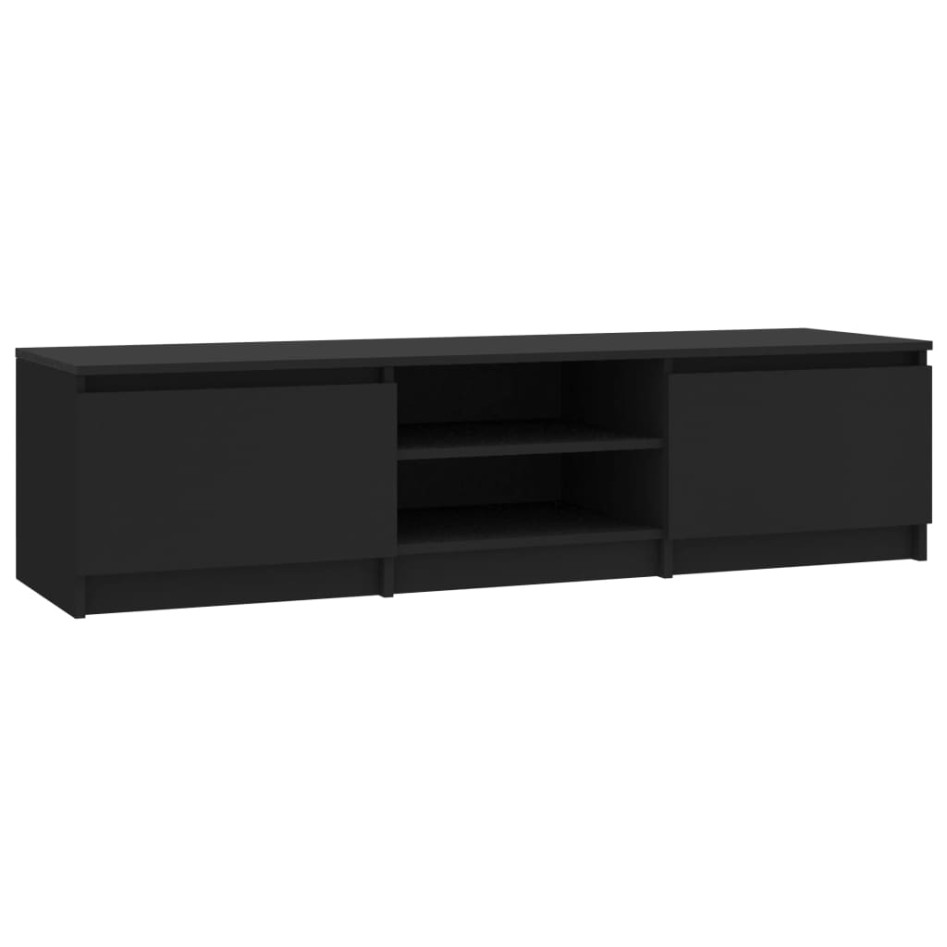 Mueble de TV madera contrachapada negro 140x40x35,5