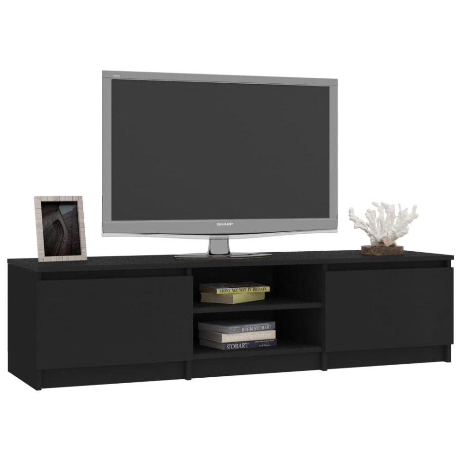 Mueble de TV madera contrachapada negro 140x40x35,5