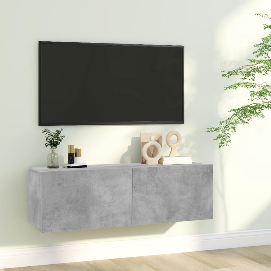Mueble para TV madera contrachapada gris hormigón 100x30x30