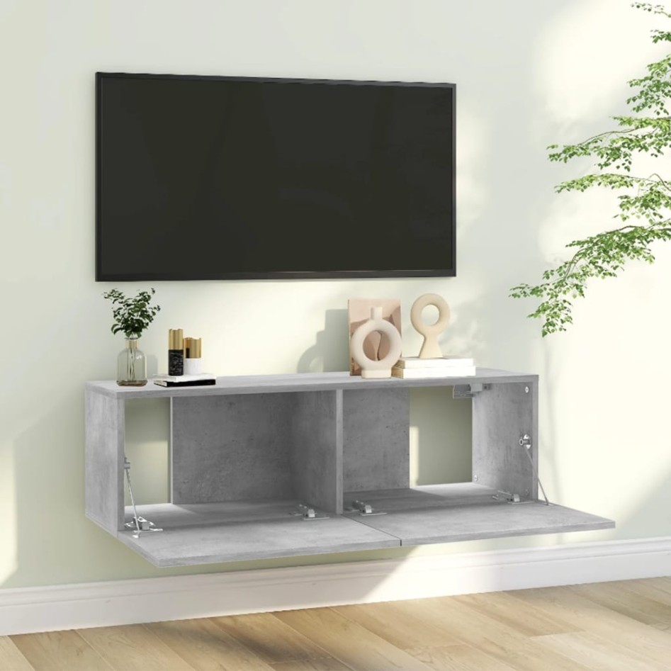 Mueble para TV madera contrachapada gris hormigón 100x30x30