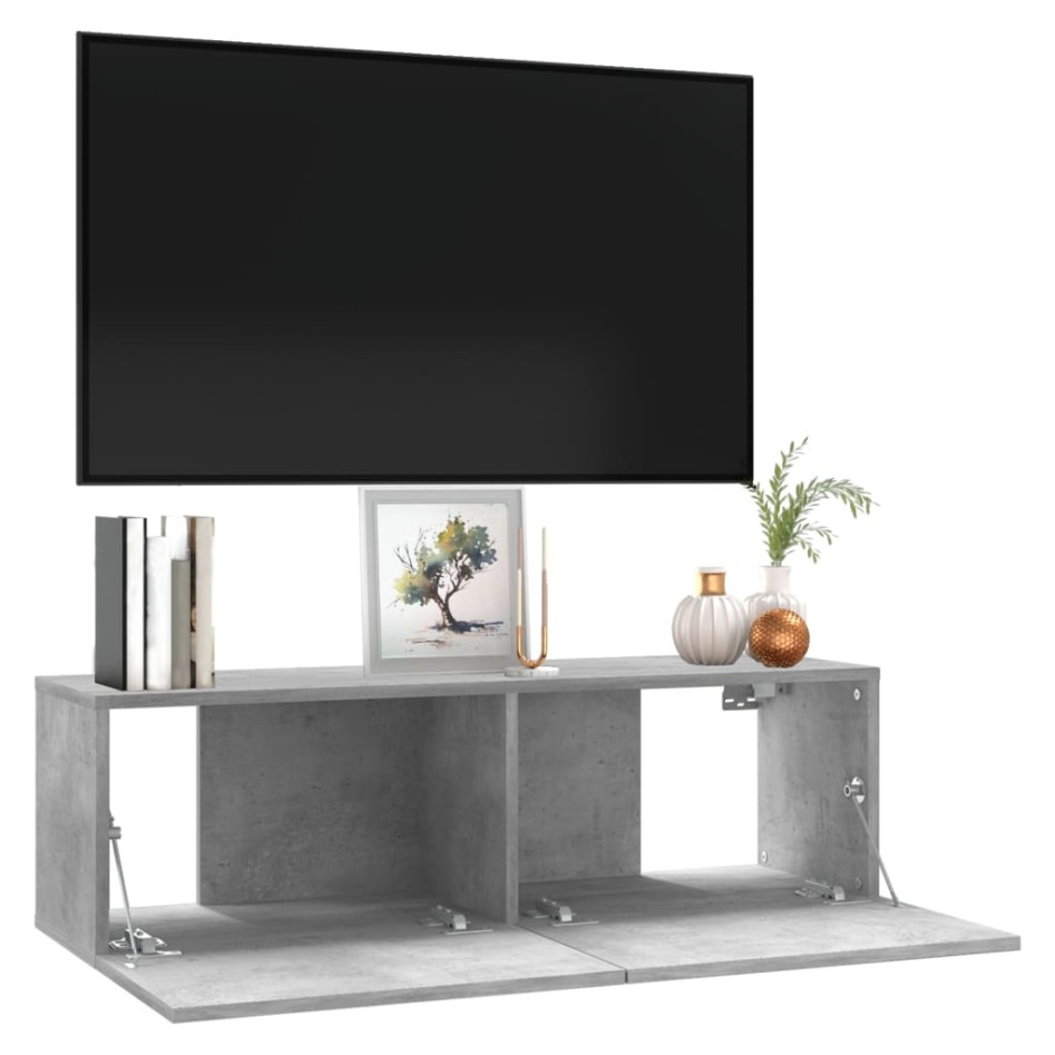 Mueble para TV madera contrachapada gris hormigón 100x30x30