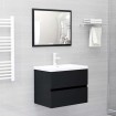 Juego de muebles de baño 2 pzas madera contrachapada negro