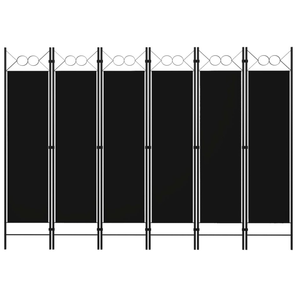 Biombo divisor de 6 paneles negro 240x180