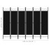 Biombo divisor de 6 paneles negro 240x180