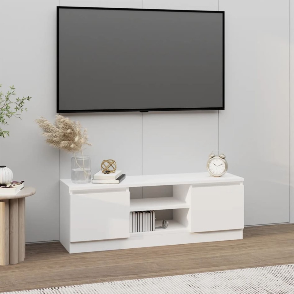 Mueble de TV con puerta blanco 102x30x36