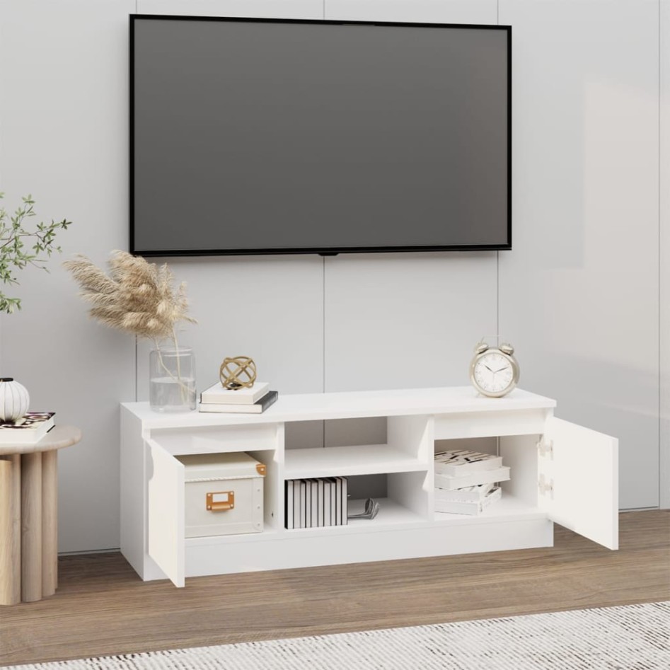 Mueble de TV con puerta blanco 102x30x36