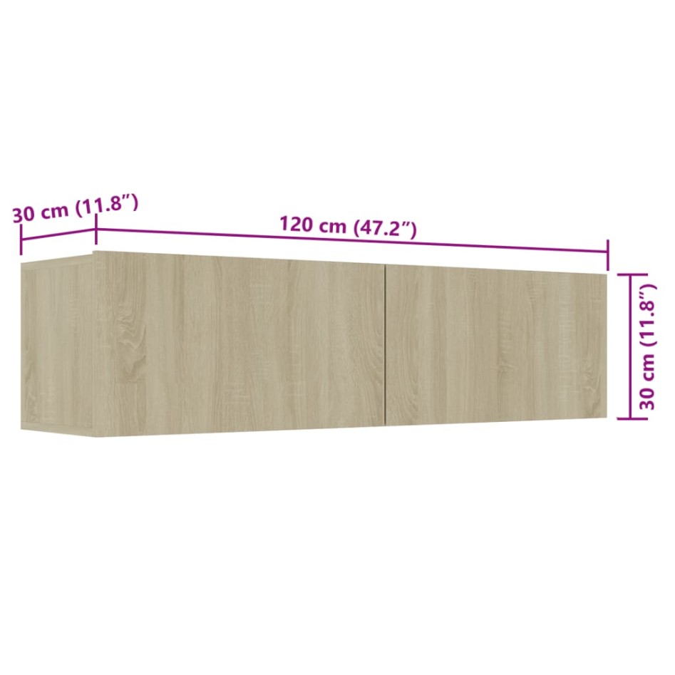 Mueble para TV madera contrachapada color roble 120x30x30