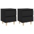Mesitas de noche 2 uds con patas madera pino negro 40x35x50