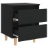 Mesitas de noche 2 uds con patas madera pino negro 40x35x50