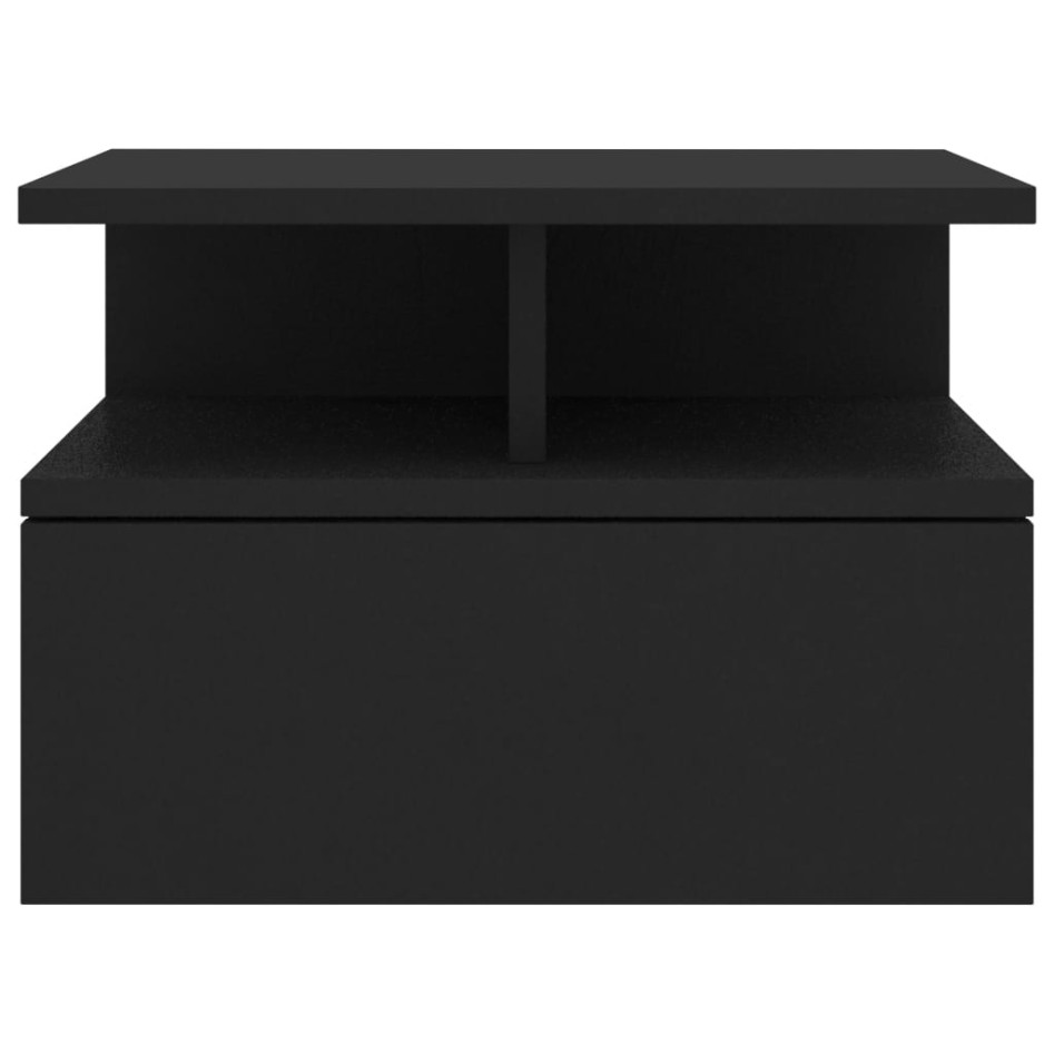 Mesitas de noche flotantes 2 uds madera negra 40x31x27