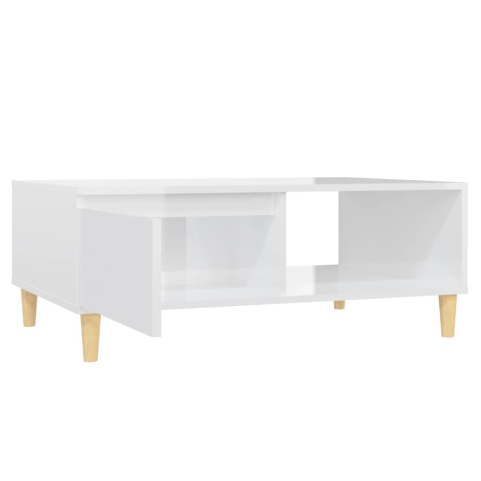 Mesa de centro madera contrachapada blanco brillo 90x60x35