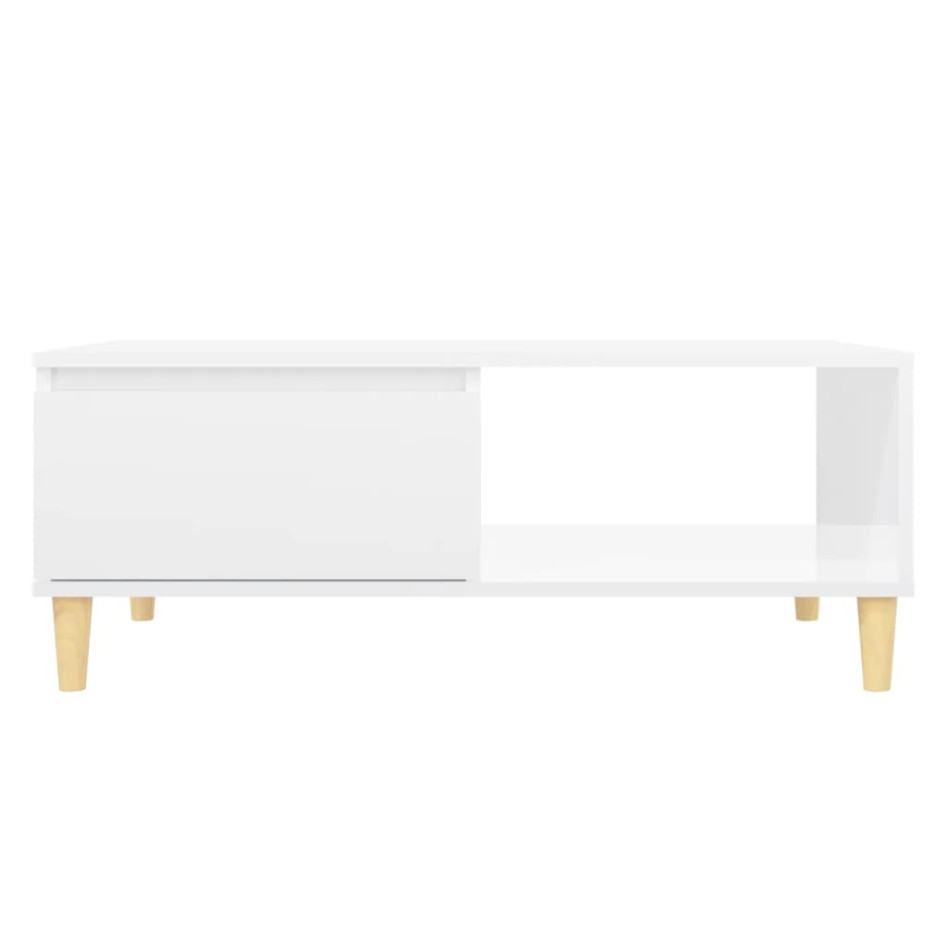Mesa de centro madera contrachapada blanco brillo 90x60x35