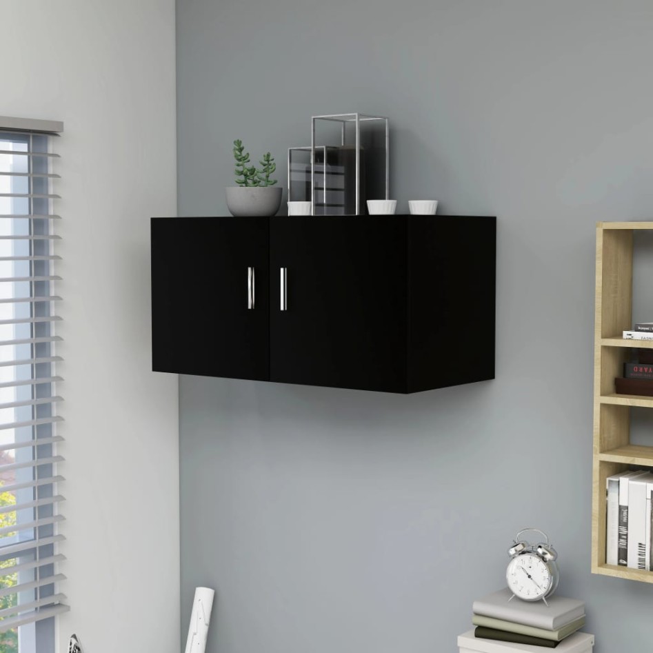 Armario de pared madera contrachapada negro 80x39x40