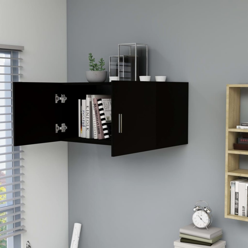 Armario de pared madera contrachapada negro 80x39x40