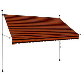 Toldo manual retráctil naranja y marrón 250