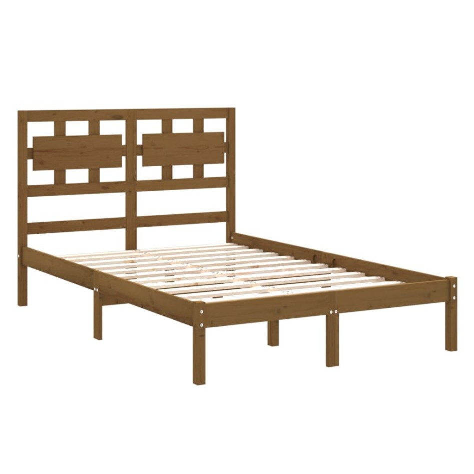 Estructura de cama madera maciza de pino marrón miel 120x200
