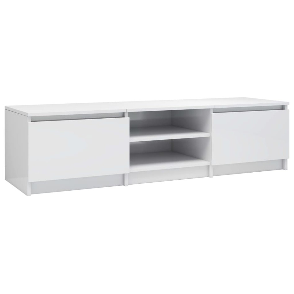 Mueble TV madera contrachapada blanco brillante