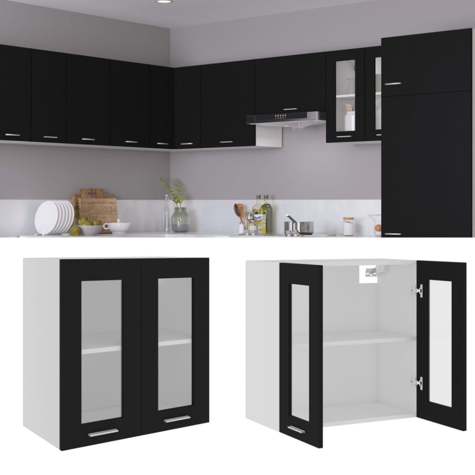 Armario colgante cocina madera contrachapada negro 60x31x60