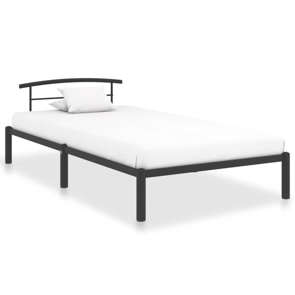 Estructura de cama sin colchón metal negro 90x200