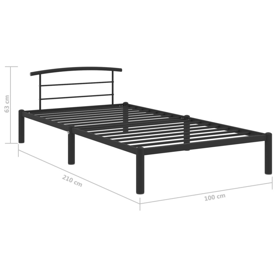 Estructura de cama sin colchón metal negro 90x200