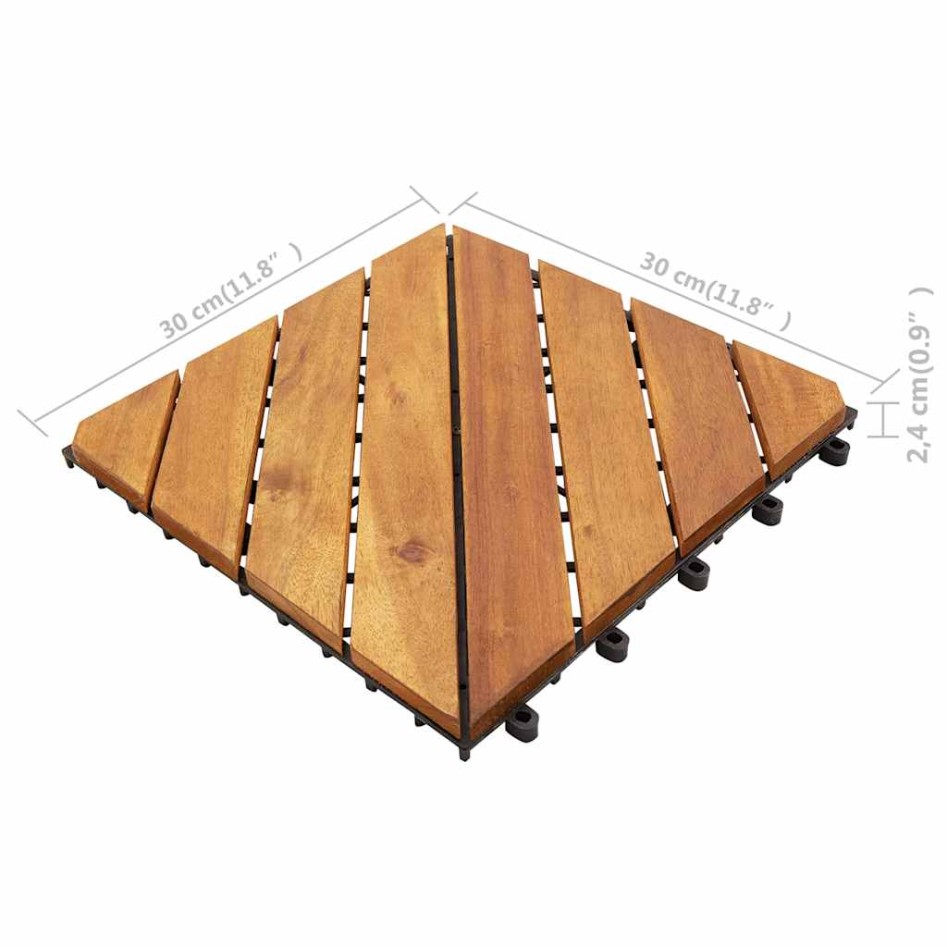 Baldosas de terraza 10 uds madera maciza de acacia 30x30