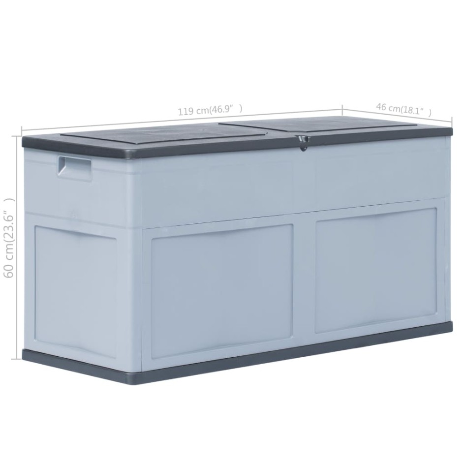 Caja de almacenamiento de jardín 320 L gris y