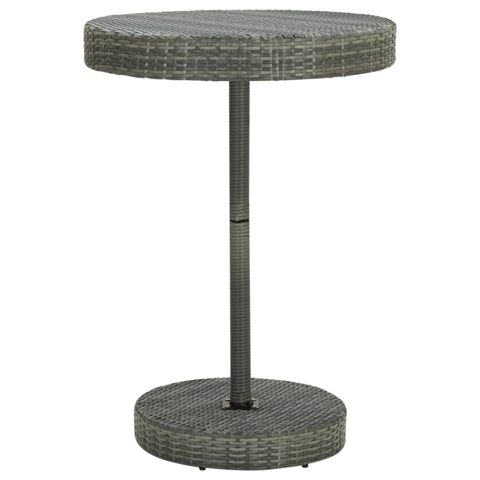 Mesa de jardín de ratán sintético gris 75,5x106