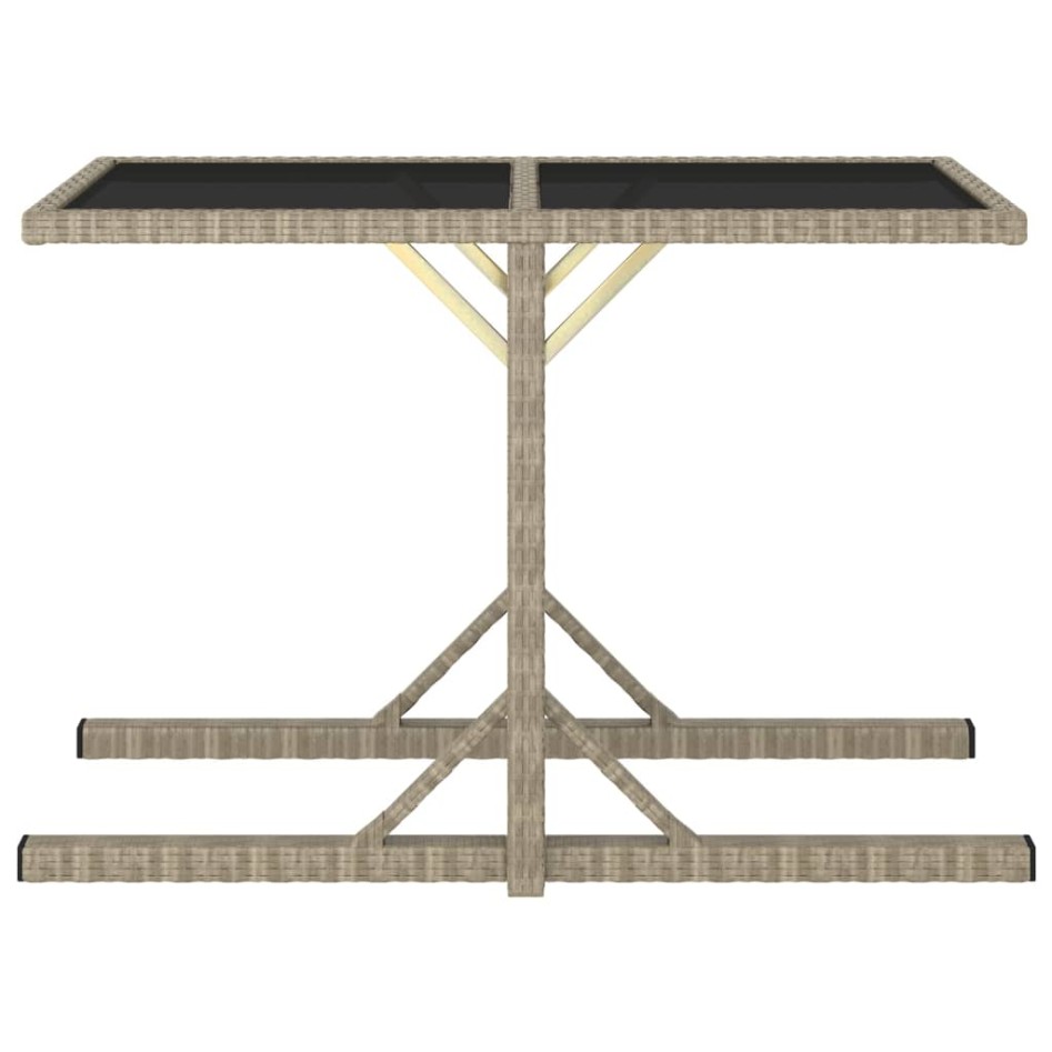 Mesa de jardín de vidrio y ratán sintético beige 110x53x72