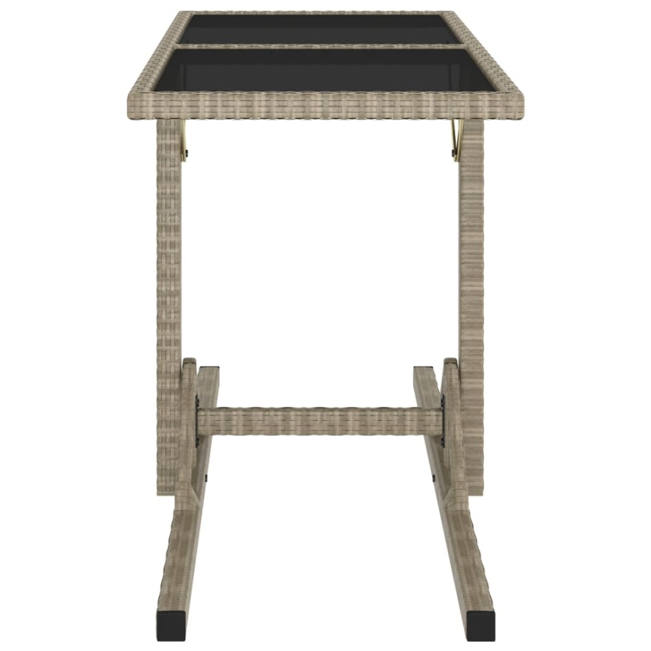 Mesa de jardín de vidrio y ratán sintético beige 110x53x72