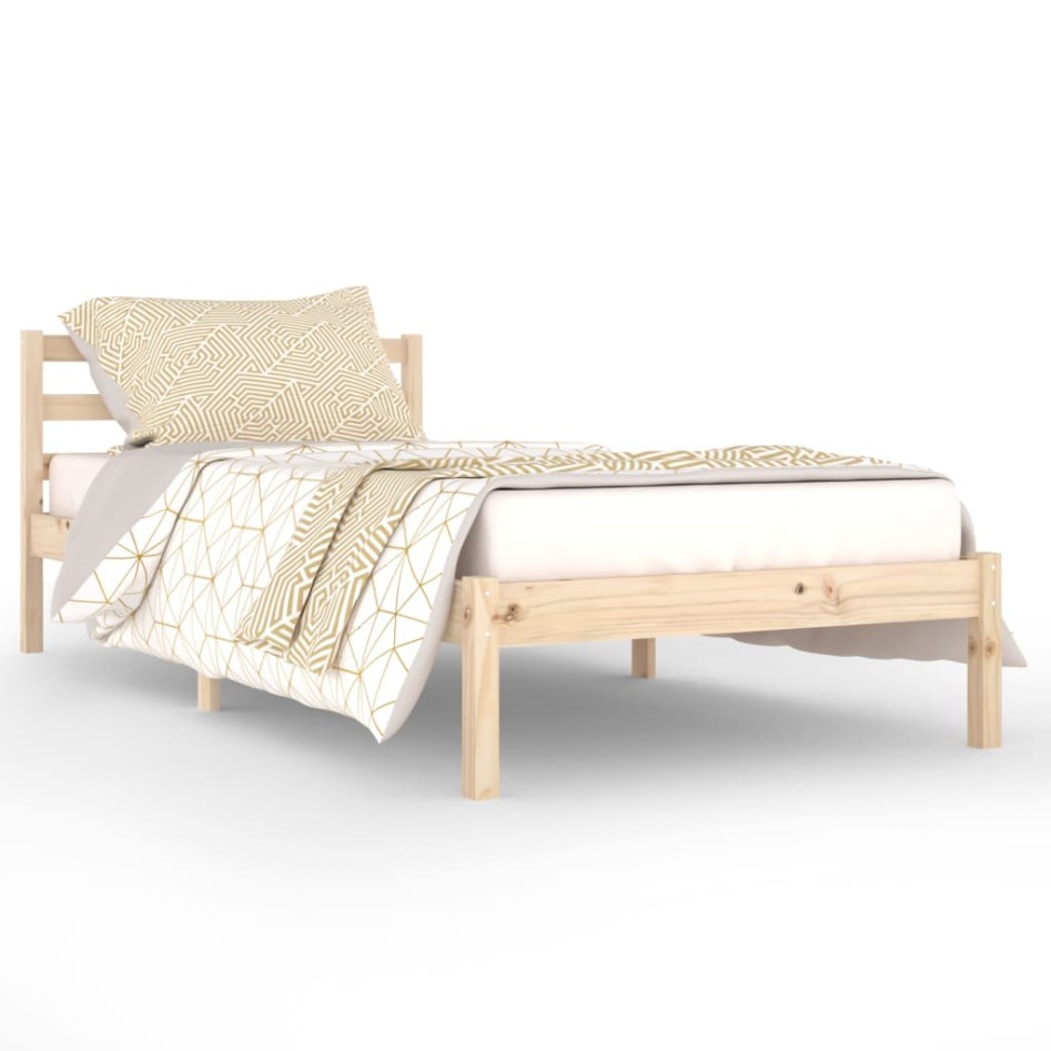 Estructura de cama sin colchón madera maciza de pino 90x200