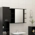 Armario de espejo de baño contrachapada negro 80x20,5x64