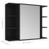 Armario de espejo de baño contrachapada negro 80x20,5x64