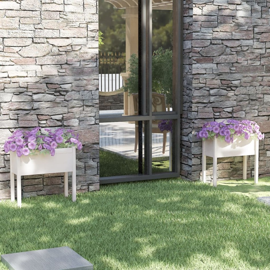 Jardineras 2 uds madera maciza de pino blanco 70x31x70