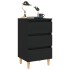 Mesita de noche con patas de madera maciza negro 40x35x69
