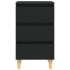 Mesita de noche con patas de madera maciza negro 40x35x69