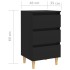 Mesita de noche con patas de madera maciza negro 40x35x69