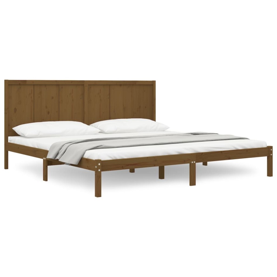 Estructura de cama madera maciza de pino marrón miel 200x200