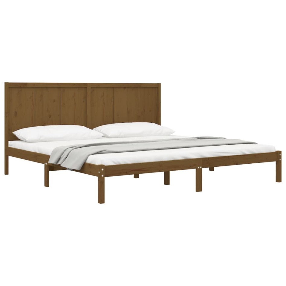 Estructura de cama madera maciza de pino marrón miel 200x200