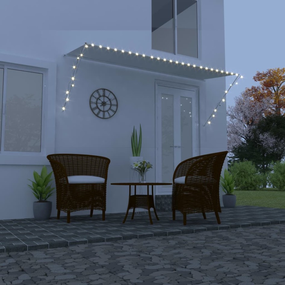 Toldo retráctil con LED color crema 350x150