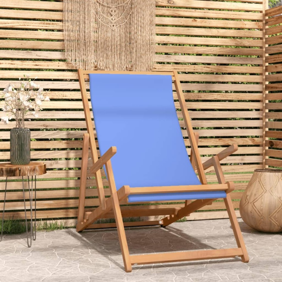 Silla de playa plegable de madera maciza de teca